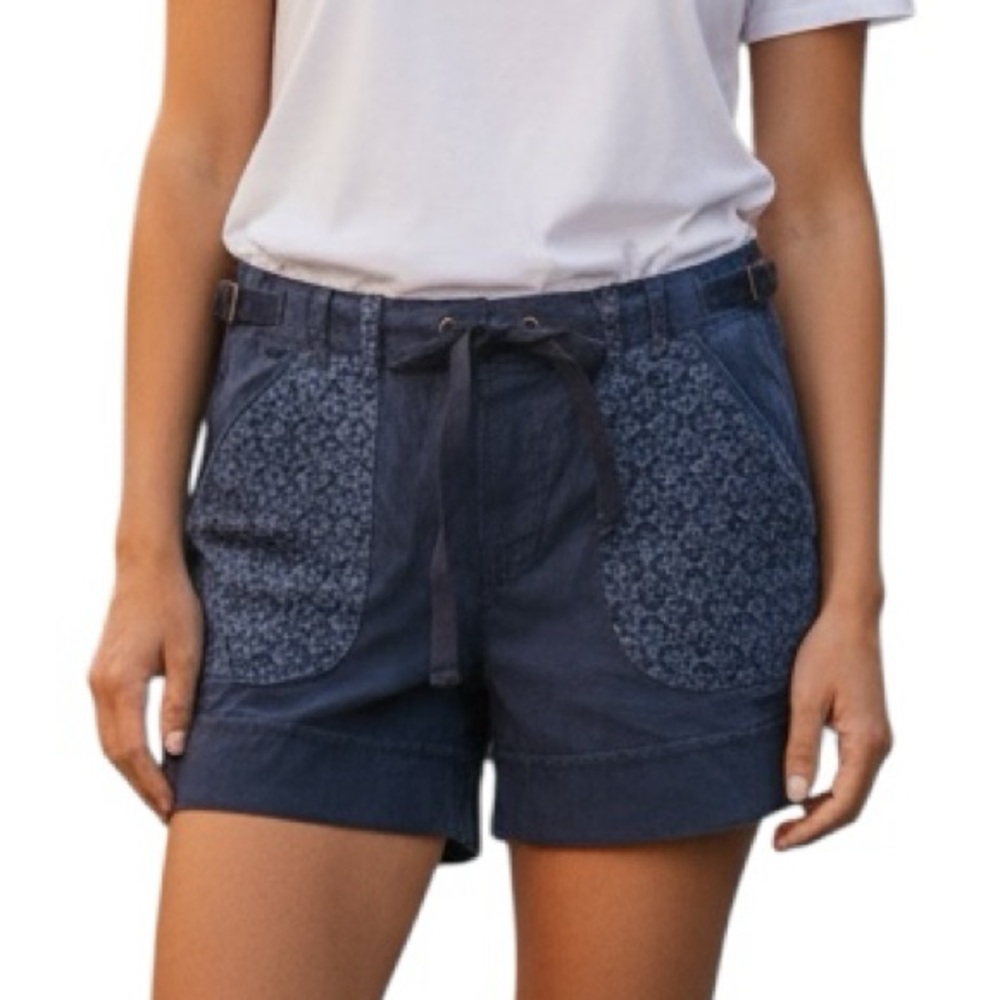 DA-NANG Surplus | NEW Women’s New Navy & Ivory Silk Blend Bermuda Shorts size M